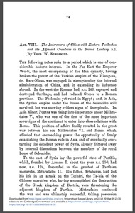 The intercourse of China with eastern Turkestan and the adjacent countries in the second century B.C.